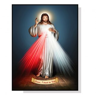 Jesus Divine Mercy I Trust In You Black Frame Canvas Wall Art